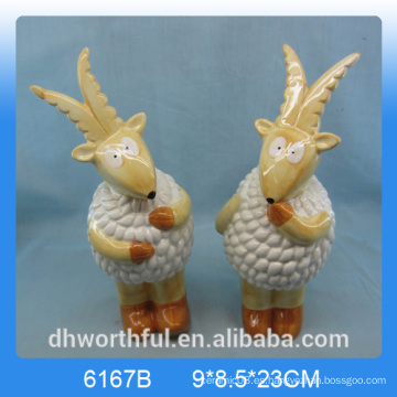 Estatuilla de ovejas de cerámica creativa, decoración de ovejas de cerámica, statu de cerámica
